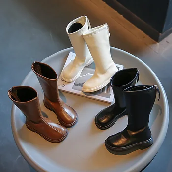 Ephesus Infantil/ Детски кожени обувки; сезон пролет 2023; Нови Ежедневни Престрелки ботуши; Модни Високи обувки за момичета; Детски обувки с мека подметка обувки