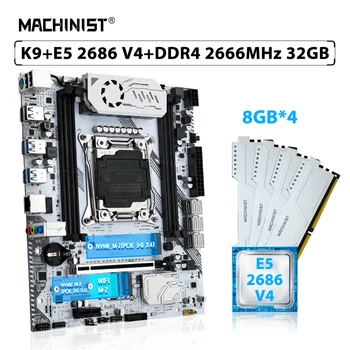 MACHINIST X99 Комплект дънната платка LGA 2011-3 Комплект Xeon E5 2686 V4 Процесор CPU 32 GB = 4ШТ * 8 GB 2666 Mhz DDR4 Оперативна памет USB 3.0 SSD K9