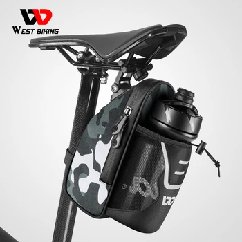 WEST BIKING Водоустойчив мотор седельная чанта с джоб за бутилка с вода, чанти за задните седалки МТБ шоссейного под наем, Светоотражающая велосипедна чанта за опашката