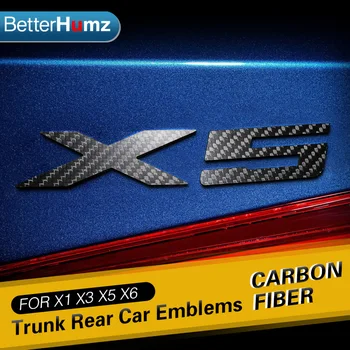 Букви от карбонови нишки, надпис на задния багажника на колата, цифров значка, емблема, автомобилни етикети, лого автомобили за BMW X1 X3 X5 X6
