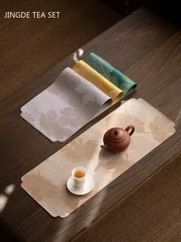 Водонепроницаемое сухо Чаено кърпа в китайски стил, висок клас тъкан художествен подложка за чайника, за да проверите за украса от чаено за маса, Аксесоари за чай прибори