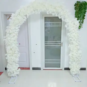 Высококлассное бяло украса за партита, Готовите комплекти с U-образна арка от Сняг череша, изкуствени цветя с метален рафт за украса на сватбена фон