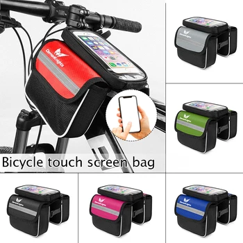Голям голям водоустойчив мотор чанта за улицата, подвижна чанта за предната греда, калъф за телефон със сензорен екран, седельная чанта за планински велосипед
