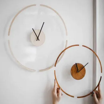 Експлозивен стил творчески прозрачни плаващи стенни часовници модерни минималистичные дървени стенни часовници декорация на дома, стенни часовници
