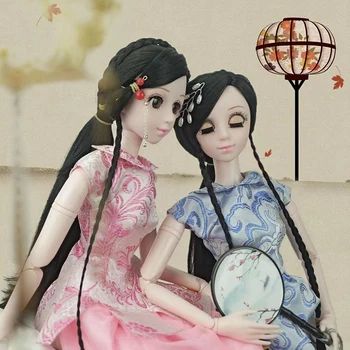 Кукла в древен рокля 60 см 1/3 китайска кукла с подвижни стави, 3D Очи, кукла-принцеса в традиционното облекло