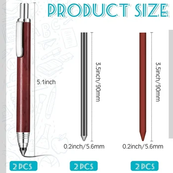 механичен титуляр за моливи 5,6 мм, 2 автоматични механични графит на молив, строително дърводелски молив, 4 Пълнители за моливи с острилка ви