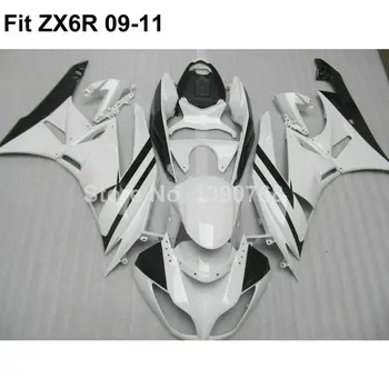 Мотоциклет комплект обтекателей за Kawasaki Ninja бял ZX6R 636 09 10 11 обтекатели ZX-6R 2009 2010 2011 VI07