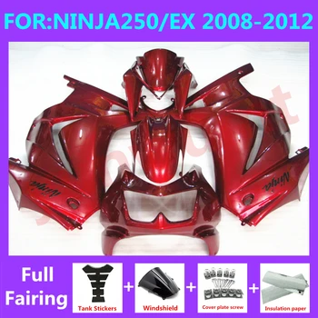 Нова ABS Мотор, пълен комплект обтекателей Подходящ за ninja 250 ninja250 2008 2009 2010 2011 2012 EX250 ZX250R комплект обтекателей червен