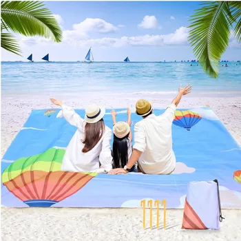 Плажна одеяло, голям лесен плажен мат, водонепроницаемое, защитено от пясък, джобно одеяло за плаж почивка, пътуване, къмпинг, разходки