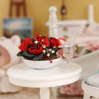 Умален модел напитка с ягоди дребничка игрушечным интериор куклена къща от смола Издръжлива украшение за коктейл 
