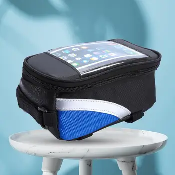 Чанта-тръба на рамката планински велосипед, водоустойчива чанта от плат Оксфорд със сензорен екран, дизайн с цип отпред