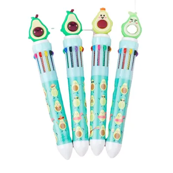 1 бр. на Едро, Скъпа химикалка писалка с шарките на 3D Авокадо, силикон, 10 Цвята, химикалка химикалка с шарени Плодове, Многоцветен Дръжка за Ръка, Консумативи