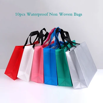 10 бр. висококачествени текстилни чанти с покритие, чанти-тоут за магазин дрехи, еко чанти за пазаруване, водоустойчив тъканта, чанта за празник, за сватба