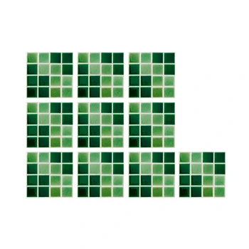 10шт Реколта зелен стикер на плочки 3D Стикери за подове и Стени Водоустойчив задния панел САМ Самозалепващи Кухня Баня