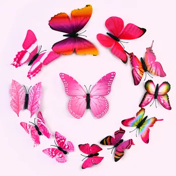 12 бр./компл. нова странна имитация на пеперуда, стерео стикери за стена с пеперуди, стикери за хладилник, декорация на дома