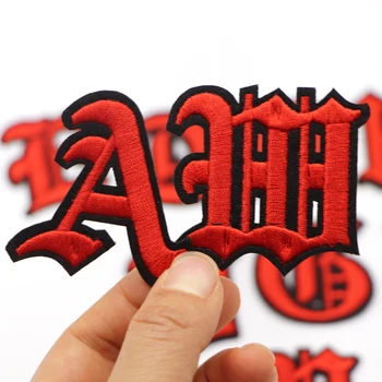 1БР Червен 55 мм Гръцката Азбука A-Z Бродерия низ характер Апликация На Дрехи Гладене На Маркови Етикети За тениски Име на Иконата за Логото