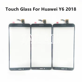 2 Бр. Сензорен екран за мобилен телефон huawei Y6 2018 Стъклен панел дигитайзер Предно стъкло капацитивен сензорен екран Лепило за сензорния екран