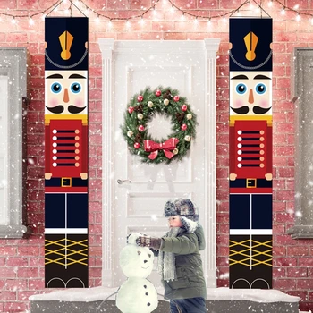 2022 Лешникотрошачката Солдатский банер Коледна украса Врати За декорация на дома Щастлив Подарък за Новата година е Весел Коледен Банер Декор