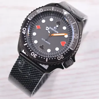 2022 Нови 42 мм луксозни мъжки часовник Parnsrpe с черен циферблат от сапфир стъкло, Японски механизъм NH35A