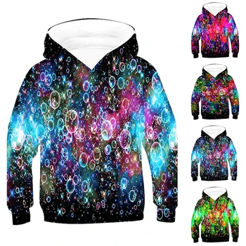 2023 Нов детски пуловер, блузи, детски пуловер с кръгло деколте за момчета, есен-зима, джоб с дълъг ръкав, модни дрехи с качулка с 3D-принтом