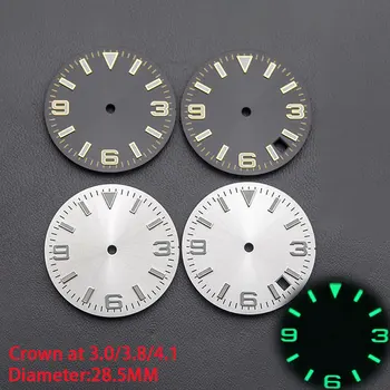 28,5 мм, Златна Черно Бял Циферблат часа Зелен светлинен Подходящ за Seiko NH35 NH36 Механизъм 7S26 самостоятелно ликвидация подходящ за ликвидация на главата часовници Seiko на 3.8/3.0/4