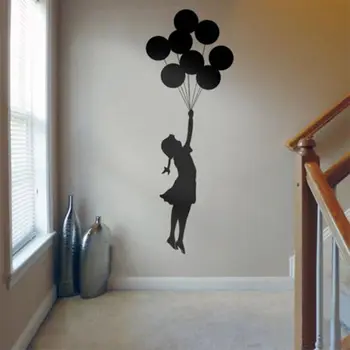 Banksy, стикер на стената, плаващ балон, момиче, Banksy, изкуството за домашен интериор, vinyl стикер на стената, самозалепващи графити, украса за дома 