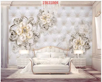 beibehang Индивидуални красива 3D луксозни бижута с хрустальным цвете, TV-фон, за украса на стени, боядисване, тапети behang