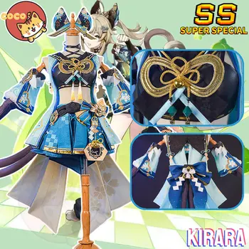 CoCos-SS Game Genshin Impact Костюм Кирары за cosplay, уши и опашка, милото, милото профили рокля, Костюм куриер-котки и перука
