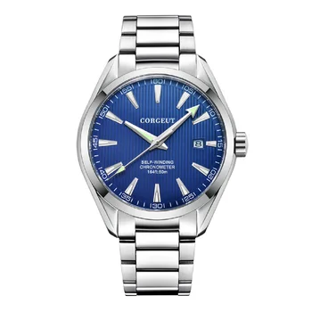 Corgeut луксозен висок клас на марката 41 мм мъжки часовник с черен циферблат MIYOTA 8215 Автоматичен календар механични мъжки ръчен часовник със сапфир стъкло