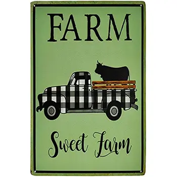 Farm сладка селска камион, Реколта метална табела, Нова Крава, Къща, кафене, Декорация на дома, Бар, Гараж, Хотел, Градина