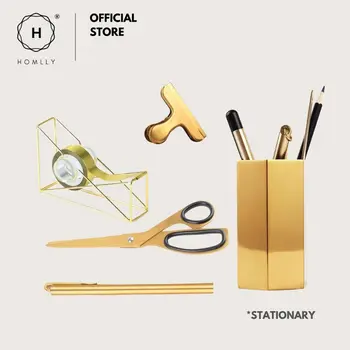 Homlly Keii Златен стационарен комплект за игра на зарове, линийка, дръжка, лента, държач за ножици