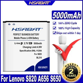 HSABAT BL210 5000 mah Батерия за Lenovo S820 А656 S650 S658t S820E A770E A750E A766 A658T A828t A536 Батерия