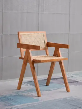 HXL Диван-стол от масивна дървесина е в скандинавски стил от ратан, магазин за чай с мляко, кафе-сладкарница, ресторант, проста облегалка