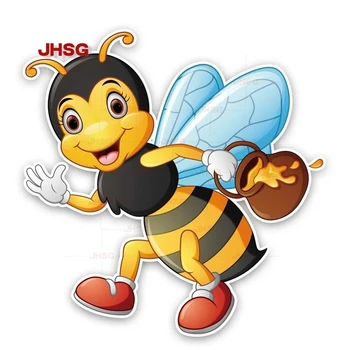 JHSG Различни размери/цветове, персонализирани стикери от PVC, Пчела с мед, Водоустойчиви Стикери за кола, украса за лаптоп, мотоциклет, PVC