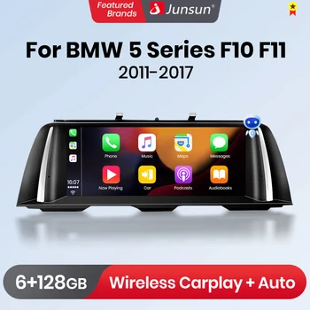 Junsun Безжичен CarPlay Andorid Авторадио за БМВ 5 Серия F10 F11 2011-2017 CIC NBT IPS 4G DSP Andorid Авто GPS 2din
