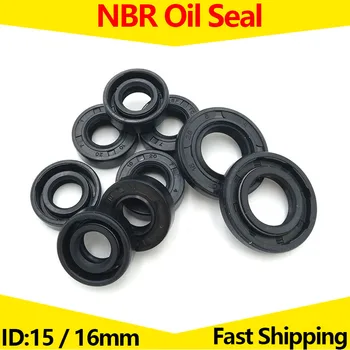 NBR Каркасное Сальниковое печат 5шт ID 15 мм 16 мм OD 20-48 мм Дебелина на 4-10 мм Нитрил-бутадиеновая каучукови ленти Уплътнителни пръстени