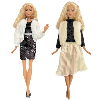 NK 2 комплекта модерни ежедневни панталони принцеса, благородно красива ежедневна рокля за Барби кукли, аксесоари, най-добрата играчка, подарък за момичета