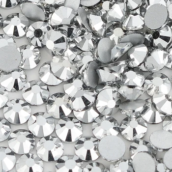 SS3-SS34 Сребърен кристал с фиксирана облегалка, планински кристал, блестящо кръгъл сребърен дъното, лепило на кристални камъни за декорация на нокти DIY Crafts