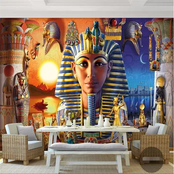 wellyu 3D Стенно декоративно изображение Нетъкан фон на Съвременната египетска култура на Древна цивилизация Арт ресторант