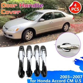 Автомобилна хромирана рамка, която дръжката е от въглеродни влакна за Honda Accord CM Inspire САЩ, 2003 ~ 2007 2004, декоративна тампон, стикер, Аксесоари за капак