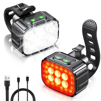 Акумулаторна Велосипеден Фенер LED Колоездене, Предните и Задните светлини, USB Зареждане Фарове Колоездене Задна Светлина Аксесоари За Велосипеди Лампи