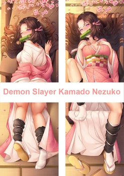 Аниме Декор Калъфка За Възглавница Demon Slayer Kamado Nezuko Dakimakura Waifu Калъфка С 2-Трети Принтом, Обнимающий Тялото Калъф За Възглавница Подарък