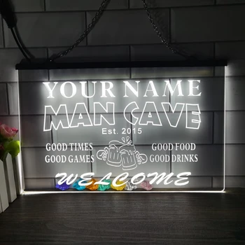Бар Cave Man, персонализирана по поръчка, Вашето име Инсталирана дата, led неонова реклама