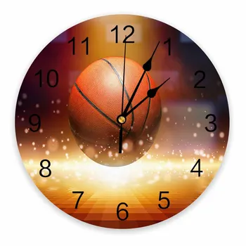 Баскетболни спортни декоративни кръгли стенен часовник с арабски цифри, дизайн, не тикающие стенни часовници, голяма спалня, антре, баня