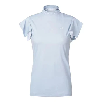 Блузи за голф 2023 пролет-лято, дамски топ с яка-ботуш и ръкави-накъдрен W222364