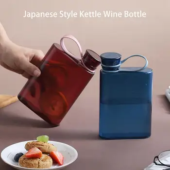 бутилка за вода с обем 400 мл, удобна дръжка, плосък, запечатани, устойчив на падане, за пиене, японски стил, чайник, Бутилка за вино, Спорт на открито