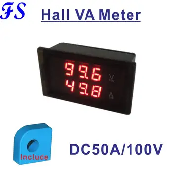 Волтметър хол, амперметър, 100 50А, тестер ток, м амперметра, led цифров монитор напрежение, включва трансформатор Зала 50A