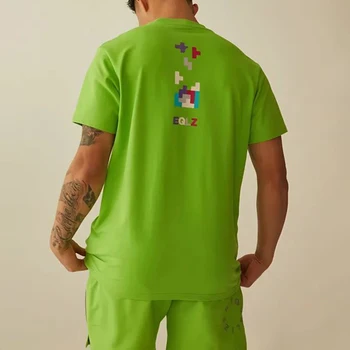 Градинска тениска в Ретро стил с къси ръкави, Лятна Хип-хоп Мода Y2K, Индивидуалност, Памук Случайни Топ с Абстрактно Принтом, Мъжки Дрехи