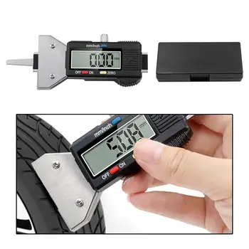 Дигитален сензор за дълбочина на протектора на гумите Инструменти за измерване на износване Тестер Инструмент за измерване дълбочина на протектора на гумите за мото на автомобили микробуси джипове