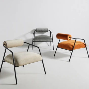 Дизайнерски стол за хранене в скандинавски стил, офис стол за почивка, италиански сиво бархатное метален стол, шезлонги, маси за хол, Мебели за спалня